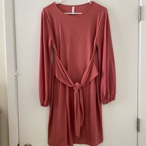 Pink ribbed front tie dress Size M